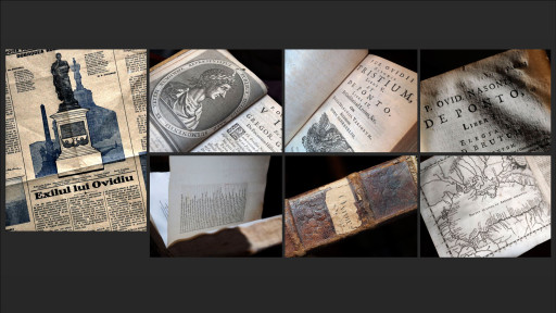 Exilul lui Ovidiu [Dobrogea Literara (junio 1925)] / Pub. Ovidii Nasonis Opera Omnia, (Lugduni Batavorum, apud Petrum Leffen, 1661-62)