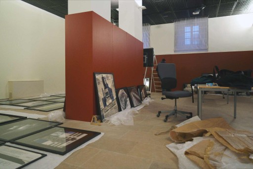 Montaje de la exposición. Escuela de Patrimonio Histórico de Nájera